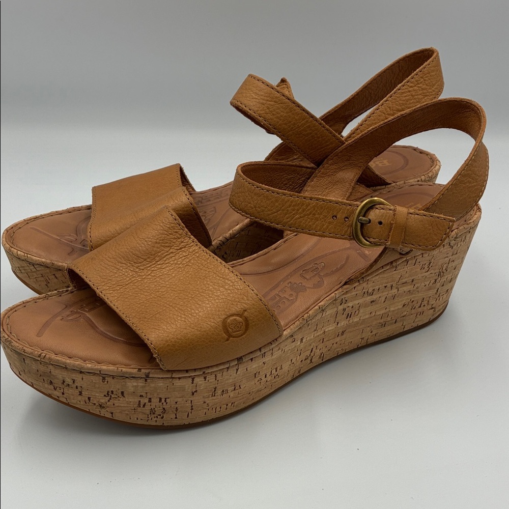 The Børn Emily Leather & Cork Wedge Sandals W11